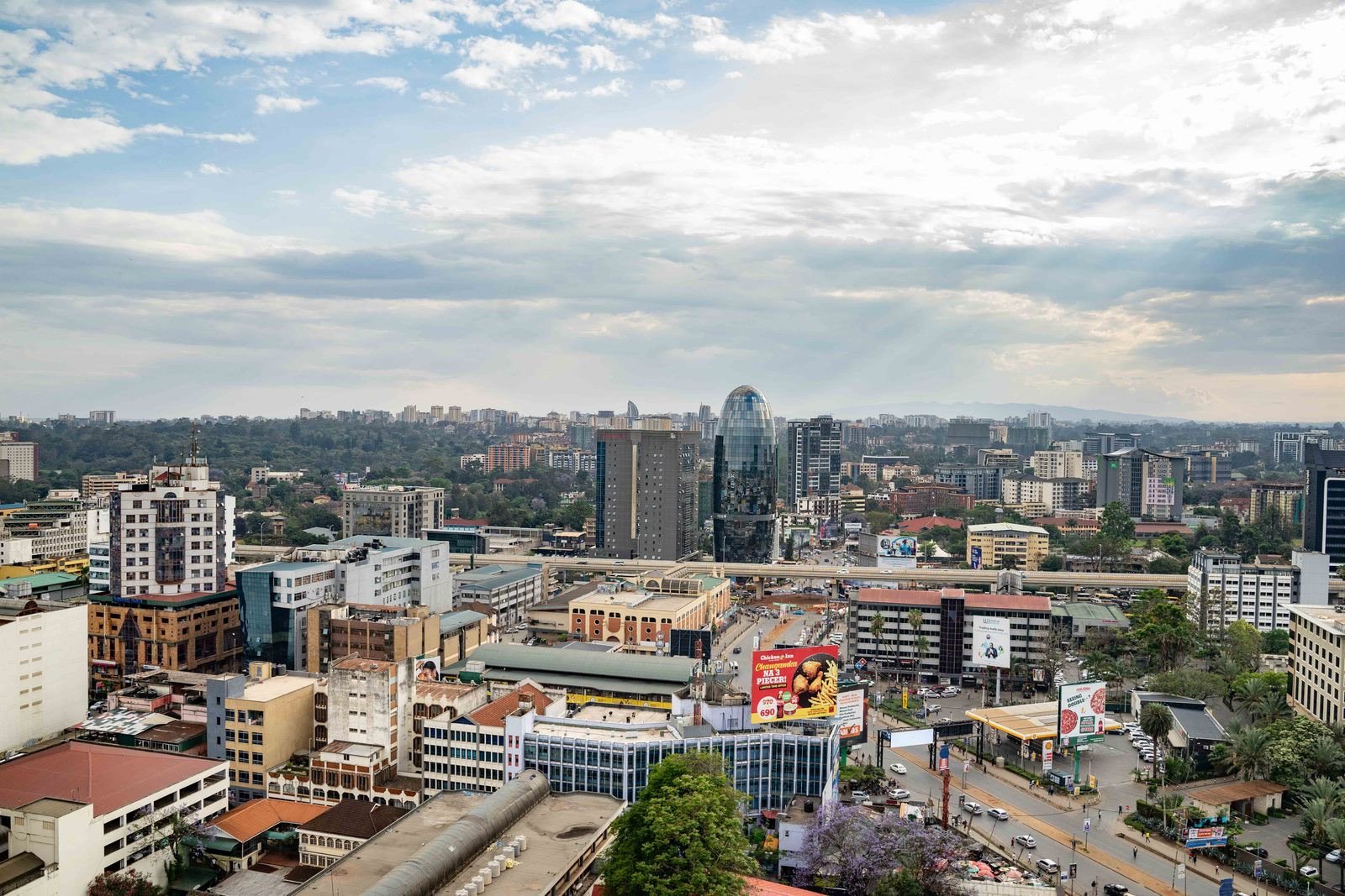 Aerial view of Nairobi’s city centre and skyline in Kenya